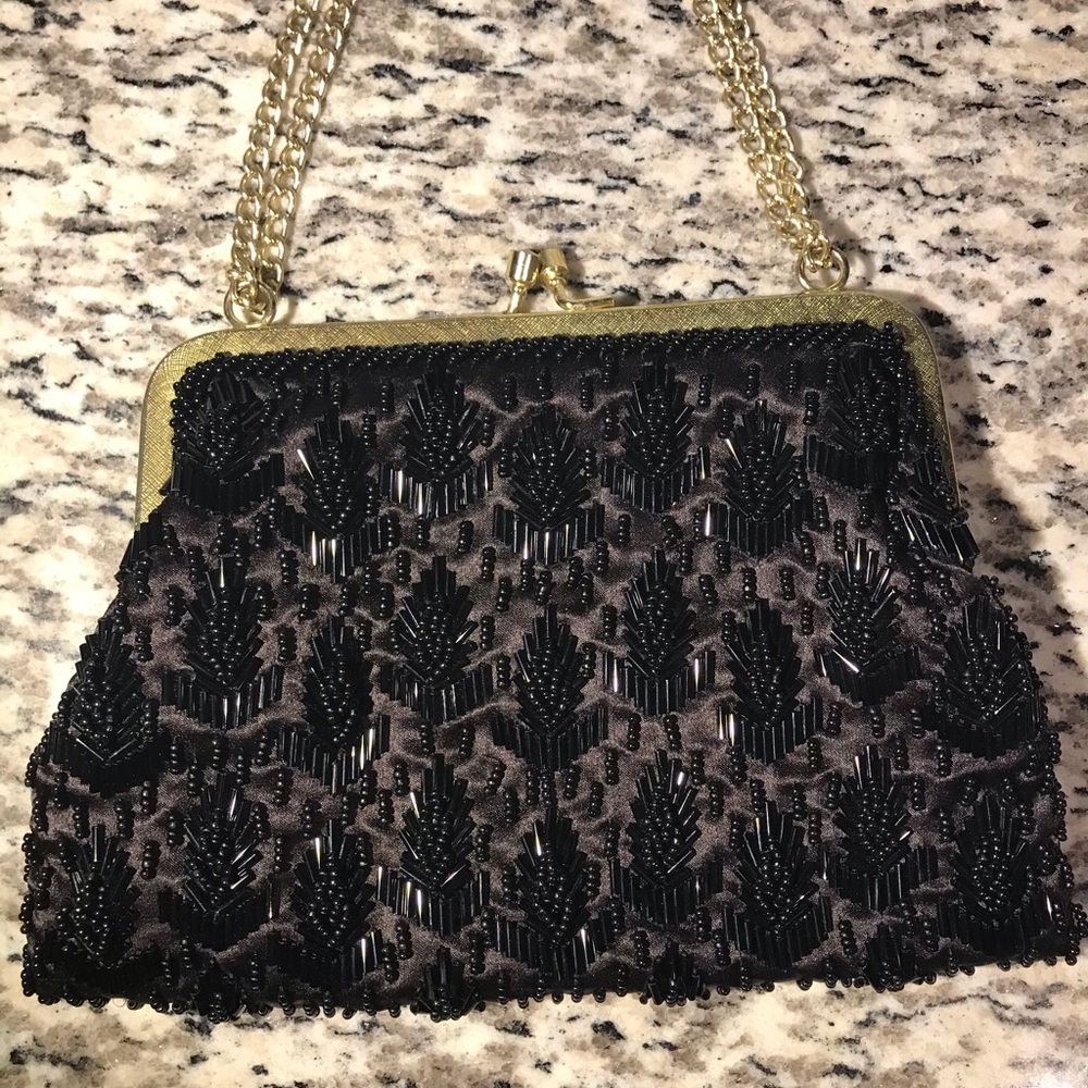 La Regale Black Beaded Clutch - Picture 3 of 6